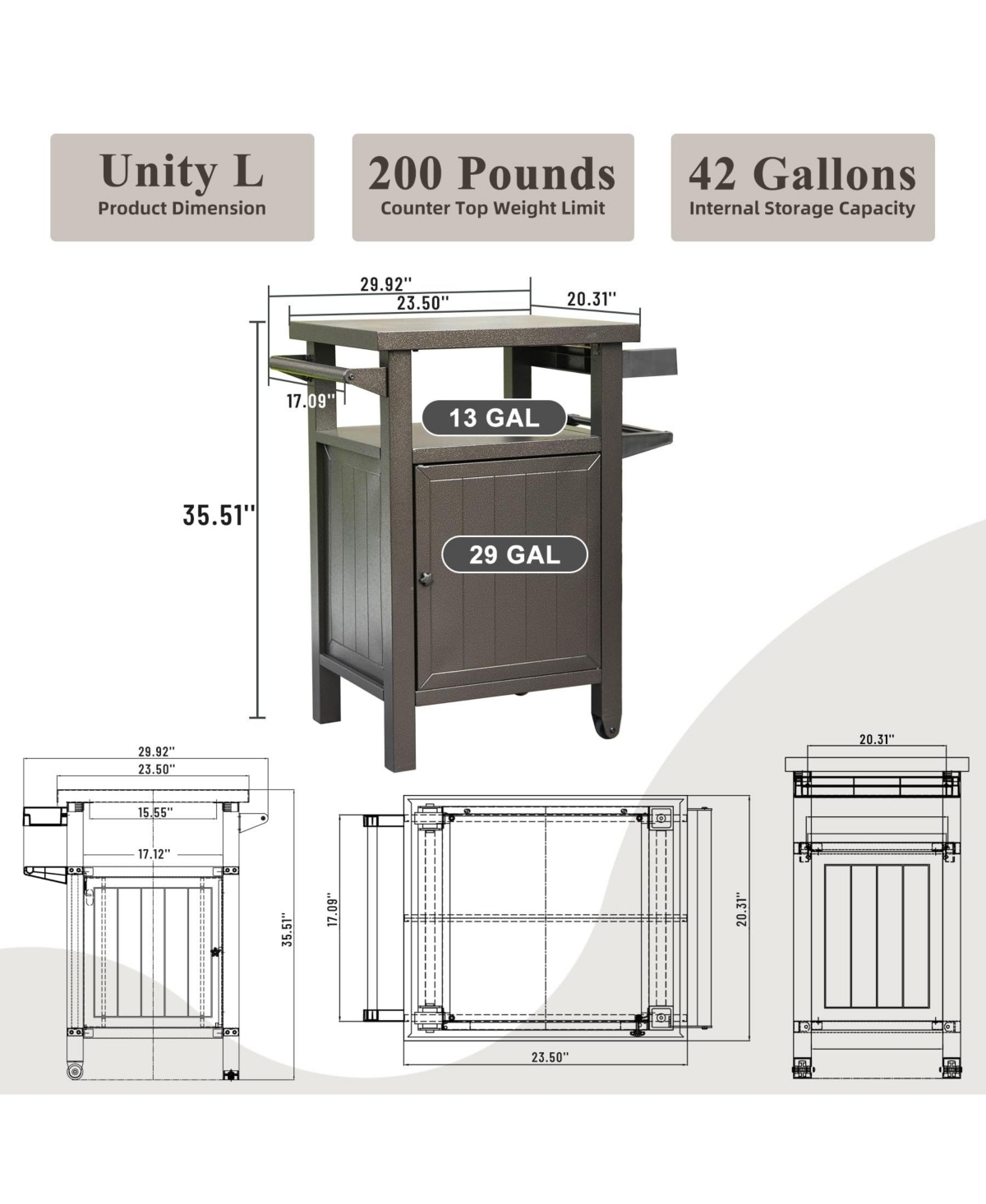 Streamdale Furniture Versatile Grill Cart Premium Metal, Ample Storage, Mobile Workspace