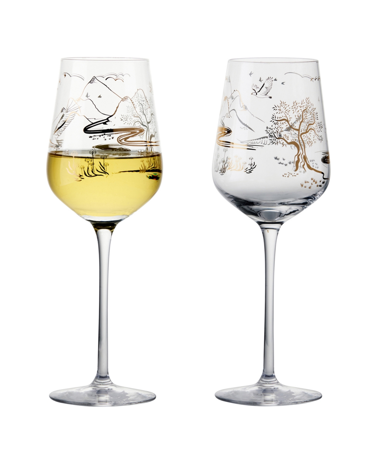 Anton Studio Designs Skye Wine Glasses, Set Of 2 In Gold