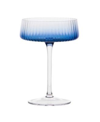 Empire Blue Champagne Coupes, Set of 2