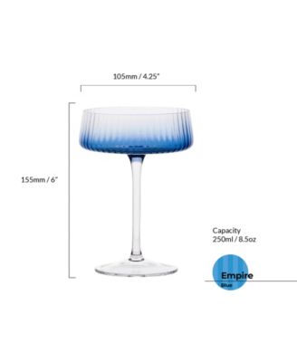 Empire Blue Champagne Coupes, Set of 2