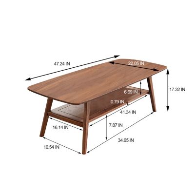 Streamdale North American Oak Solid Wood Coffee Table with Dual-Layer Storage