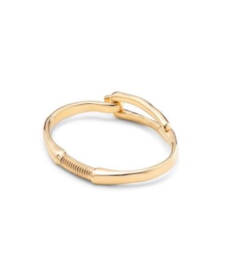 Sterling Silver-plated and 18K Gold Metal Rigid Bracelet