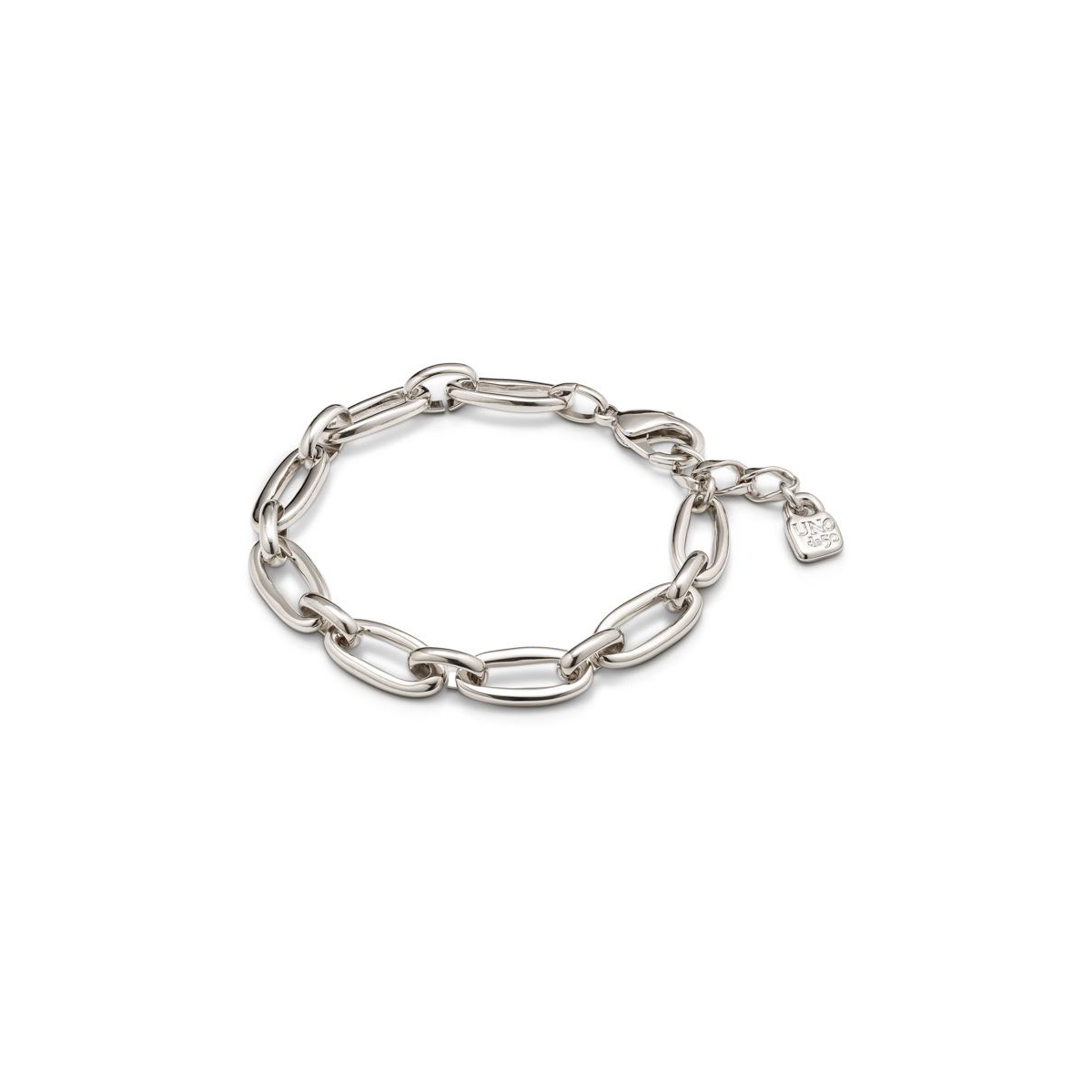 Unode50 Medium Sized Oval Link Carabiner Clasp Bracelet In Silver