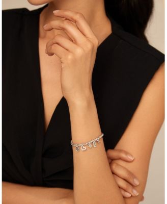 Sterling Silver Heart, Clover and Hand charm Bracelet 