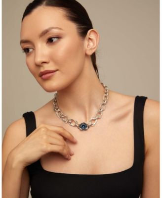 Sterling Silver Metal Alloy Rectangular Link Necklace