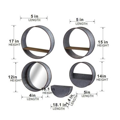 Streamdale Farmhouse Round Metal Wall Planter, 5 Piece