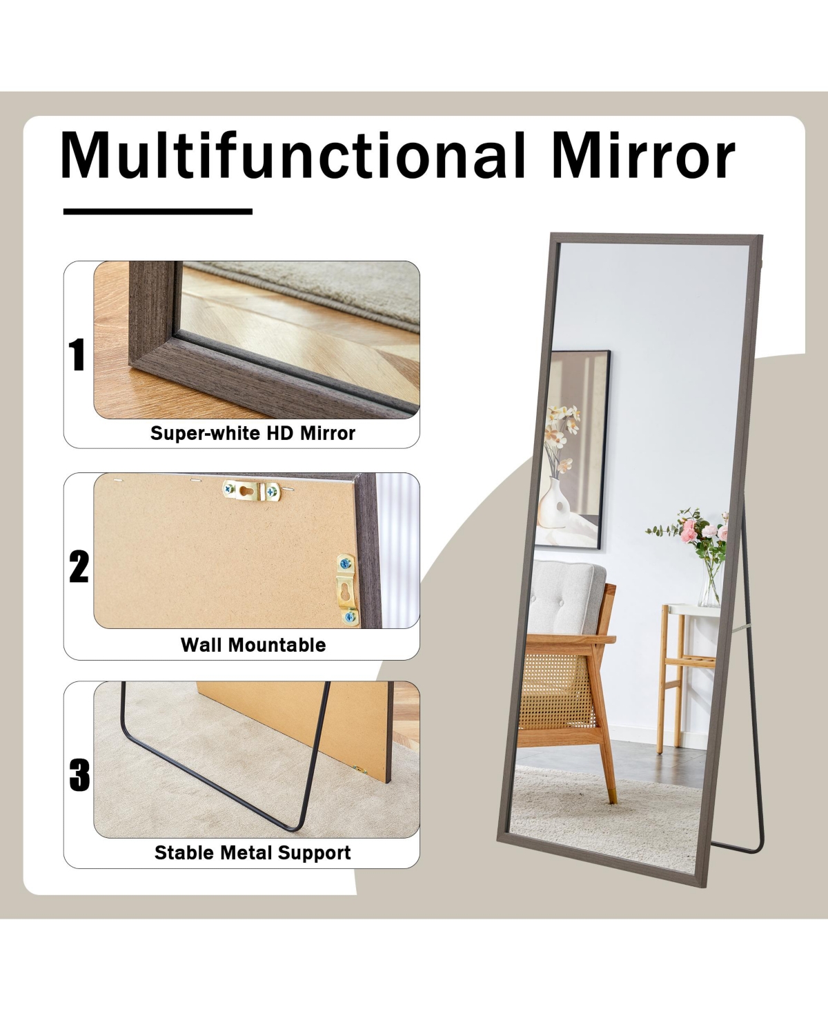 Streamdale Furniture Clear High Definition Wall Mirror with Easy Assembly