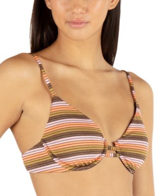 Juniors' Sunset Stripe Tab Underwired Bikini Top