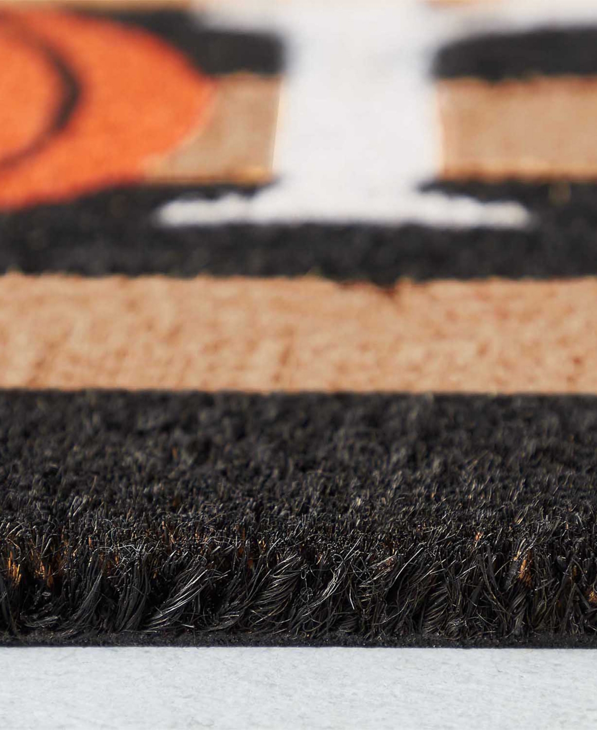 Vcny Home Pumpkin Stripe Halloween Coir Outdoor Doormat, 18" X 30" In Multi