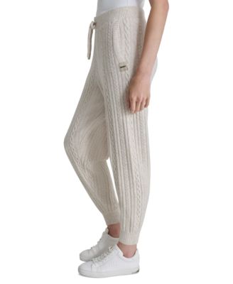 Women's Drawstring Cable Knit Joggers