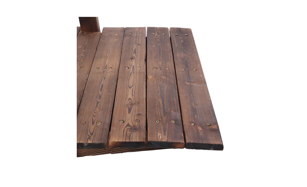 Slickblue Arch Bridge Small Wooden Landscape Bridge for Courtyard with Anticorrosive Carbonized Wood Finish - Red