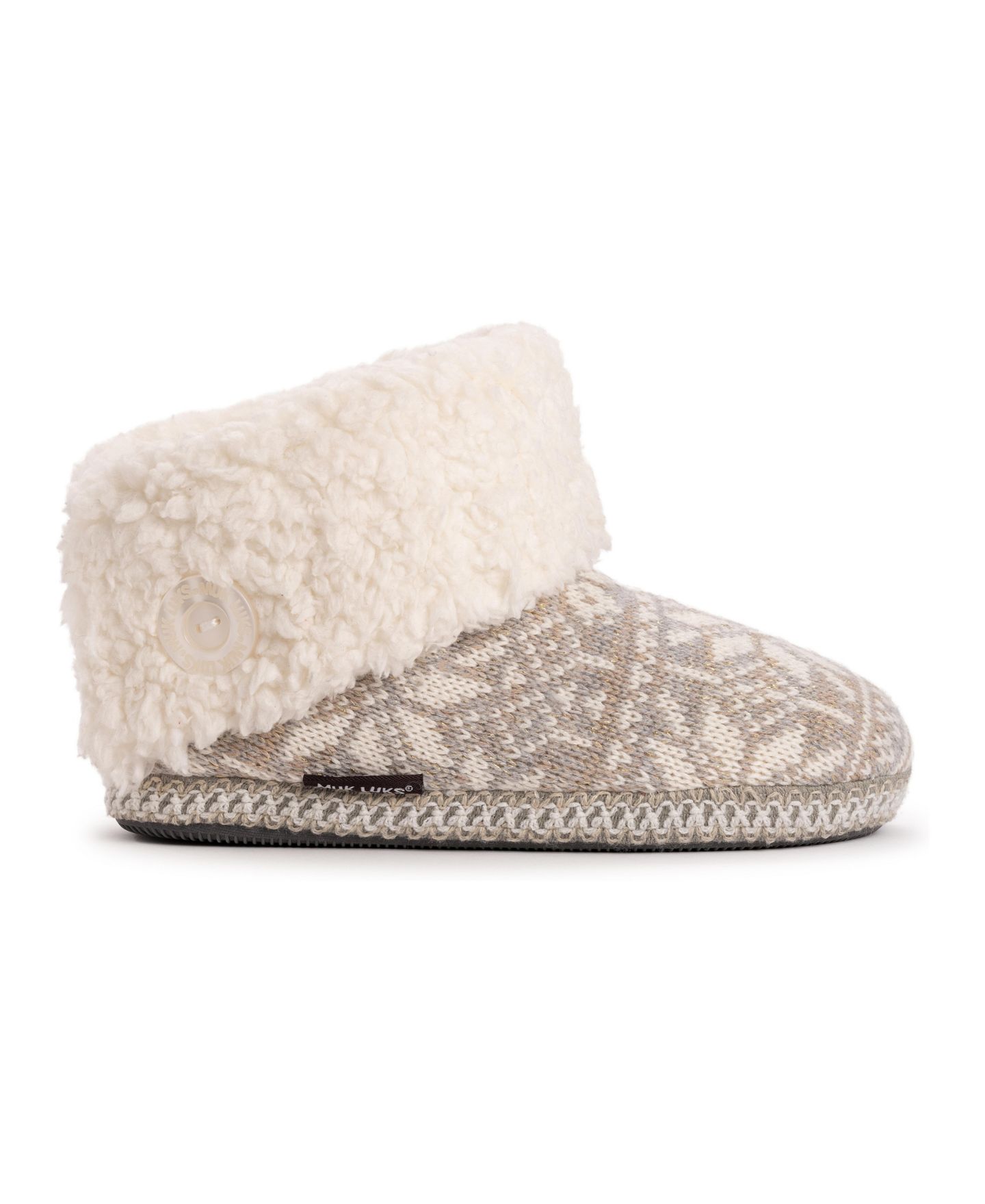 Женские тапочки MUK LUKS Melinda Cuff Boot Faux-Fur, цвет: Серый — фото 3