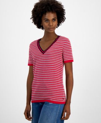 Tommy Jeans Women’s V-Neck Pullover Colorblock Sweater