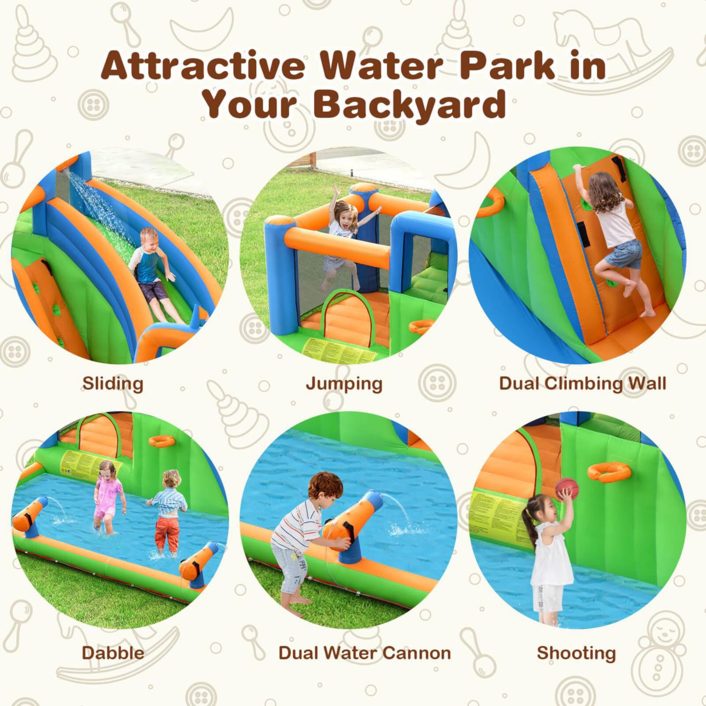 Детская игрушка GOUUN Inflatable Water Slide Bounce House with Dual Climbing Walls — фото 2