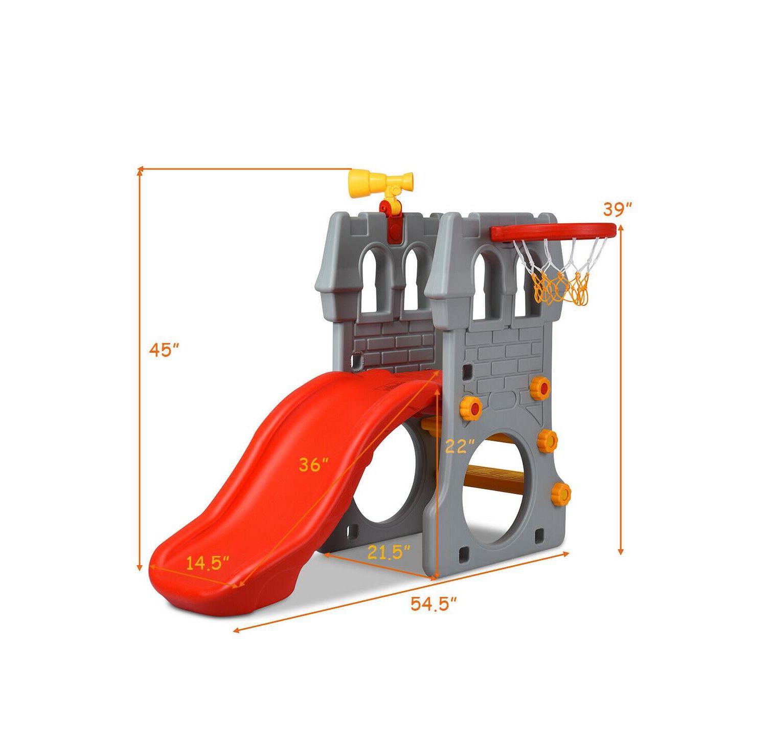 Toddler 5 in 1 Climber Slide Playset with Basketball Hoop