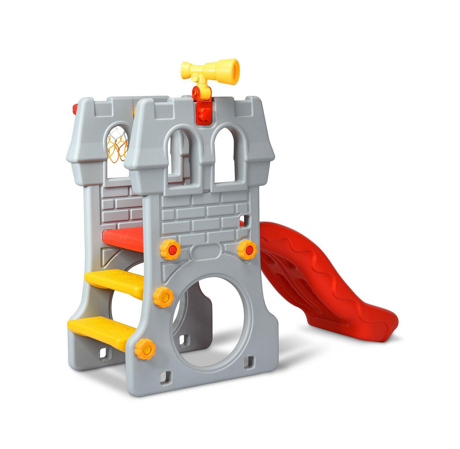 Toddler 5 in 1 Climber Slide Playset with Basketball Hoop