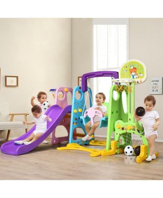 6-in-1 Climber Swing Basketball Hoop Football Gate