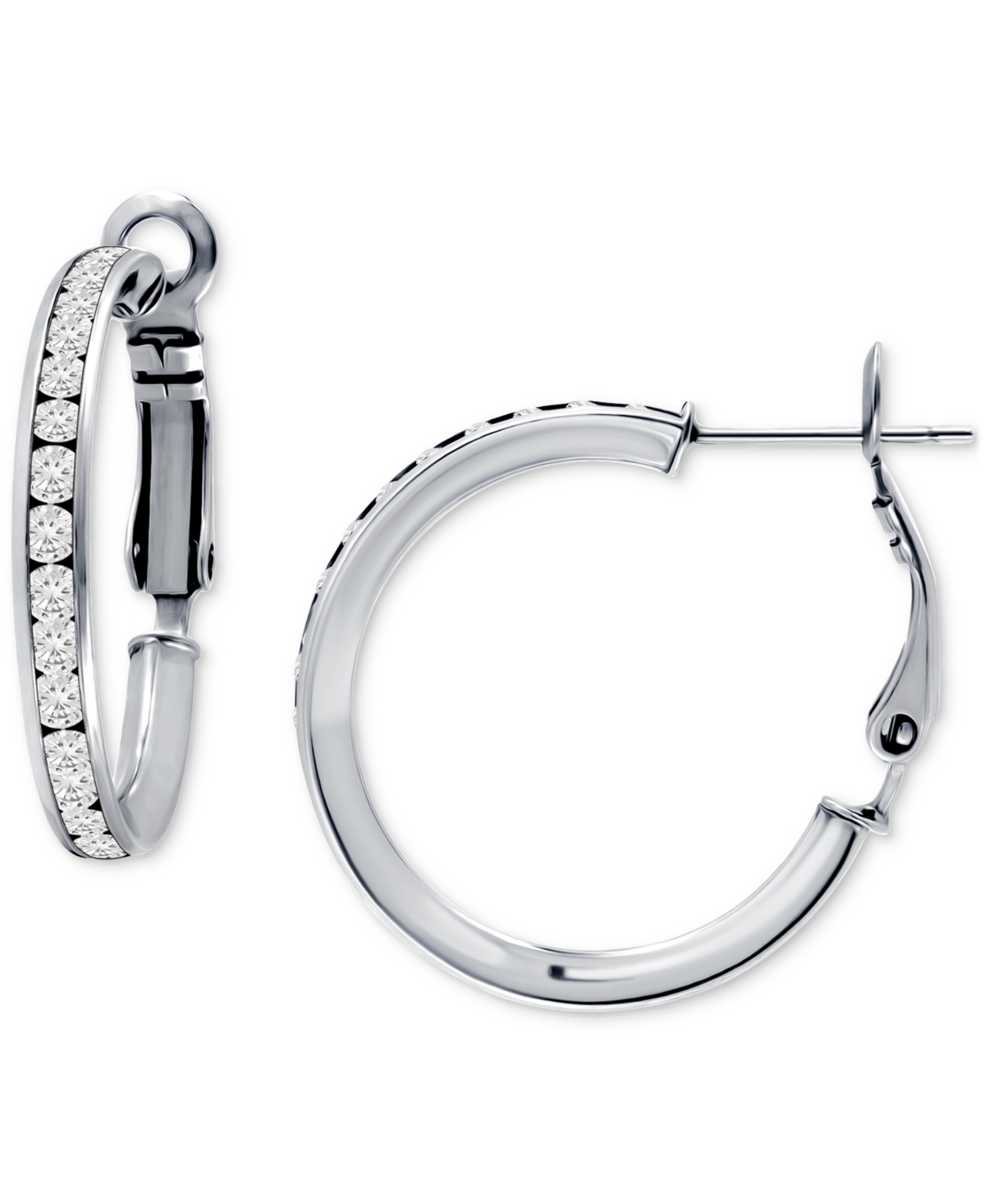 Giani Bernini Cubic Zirconia (8-1/2 Ct. T.w.) Medium Hoop Earrings In Sterling Silver, 1.18", Exclusively At Macy' In Sterling Silver