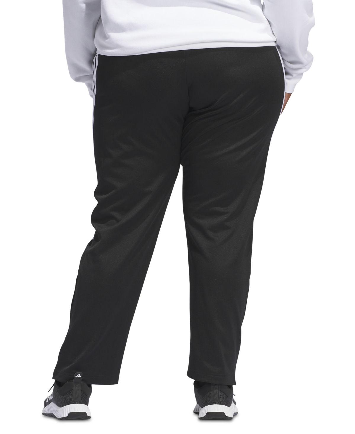 adidas Plus Size Three-Stripe Snap-Hem Track Pants -whit