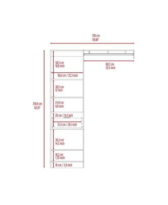 Dynamic 150 Closet System, Five Open Shelves, One Drawer, One Metal Rod, White