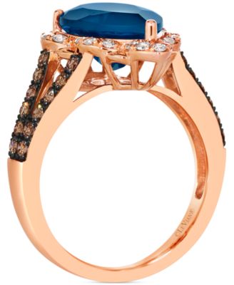 Deep Sea Blue Topaz (4-3/4 ct. t.w.) & Diamond (1/2 ct. t.w.) Pear-Shape Statement Ring in 14k Rose Gold