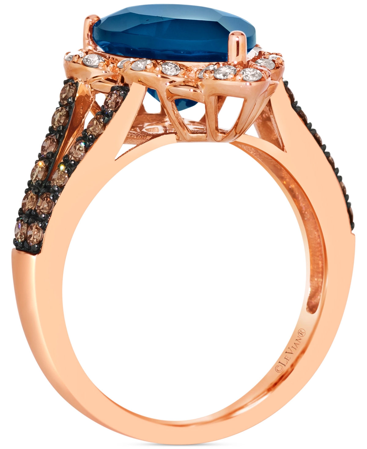 Le Vian Deep Sea Blue Topaz (4-3/4 Ct. T.w.) & Diamond (1/2 Ct. T.w.) Pear-shape Statement Ring In 14k Rose In Rose Gold