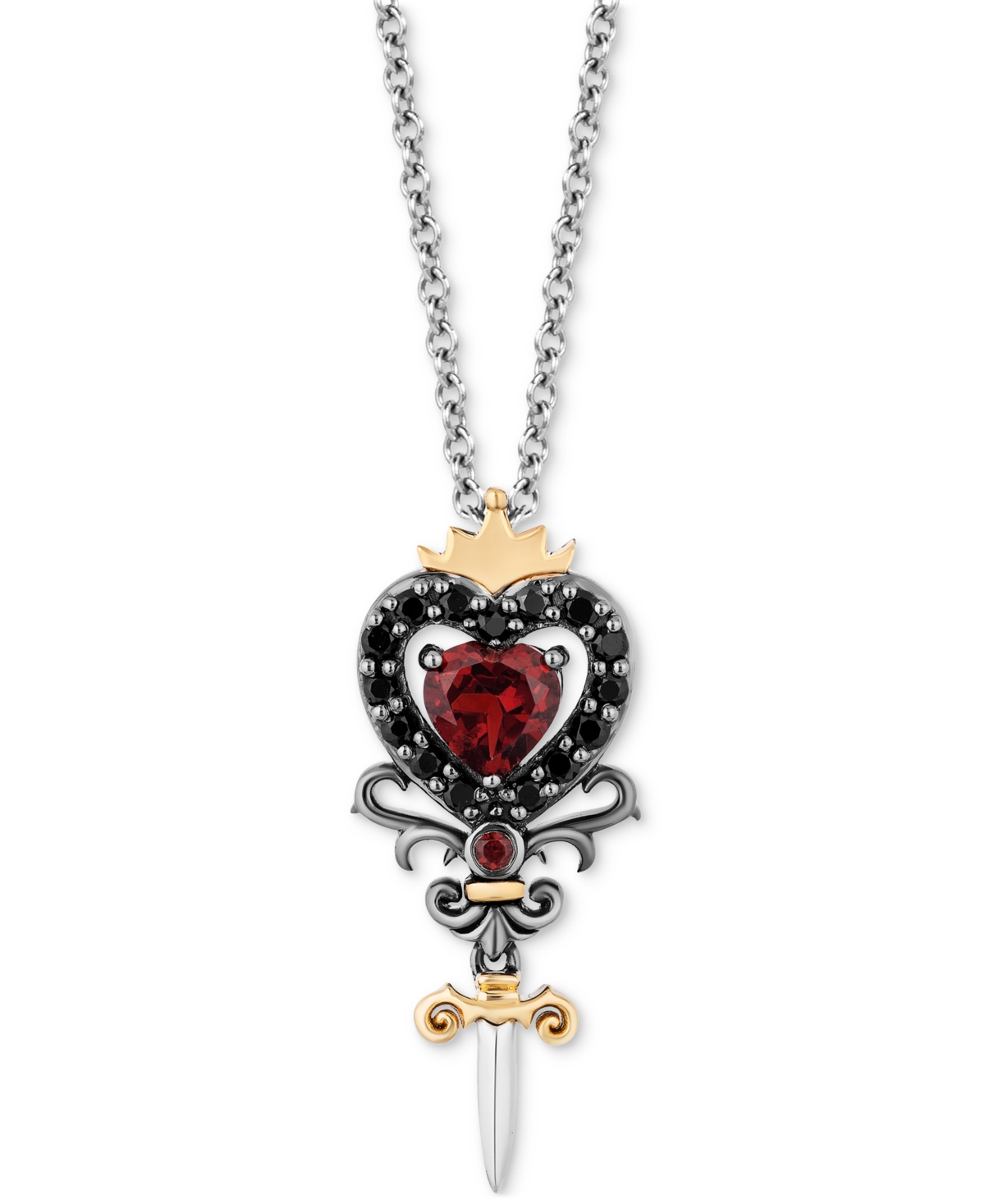 Onyx & Black Diamond (1/10 ct. t.w.) Ursula Pendant in Necklace Black Rhodium-Plated Sterling Silver & 14k Gold, 16" + 2" exten