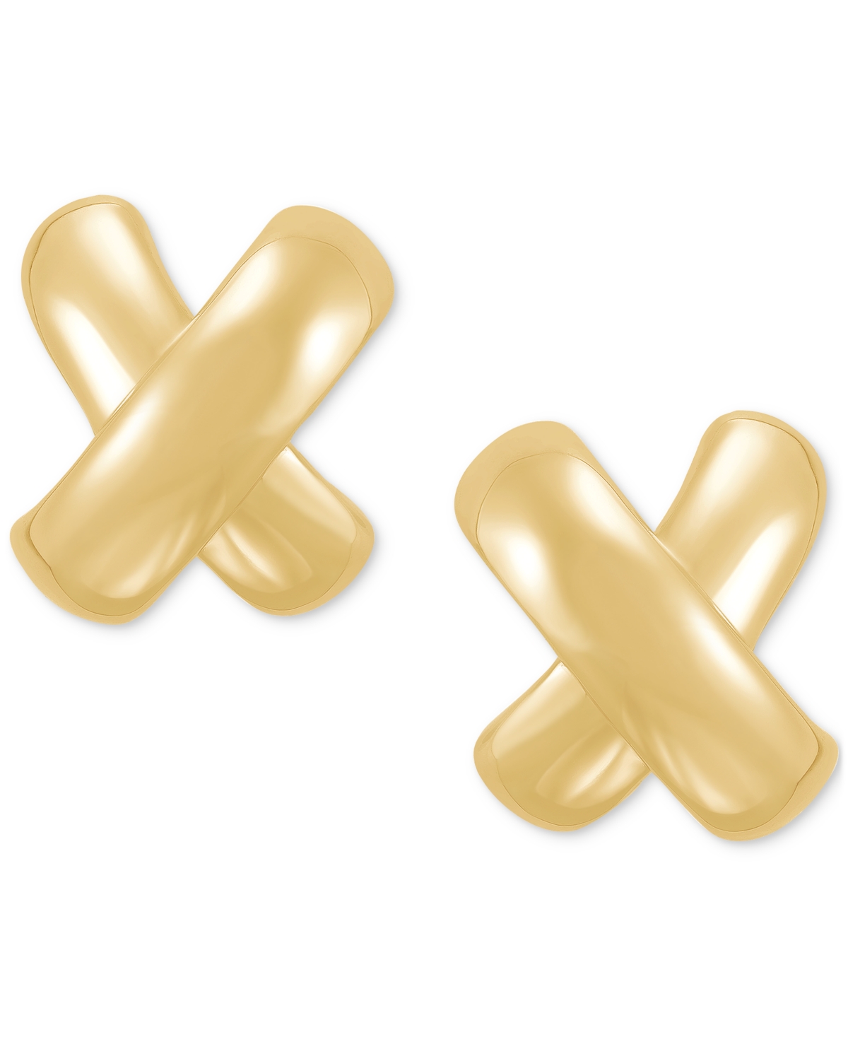 Macy's Polished Large Bold X Stud Earrings In 14k Gold-plated Sterling Silver In Gold Over Silver