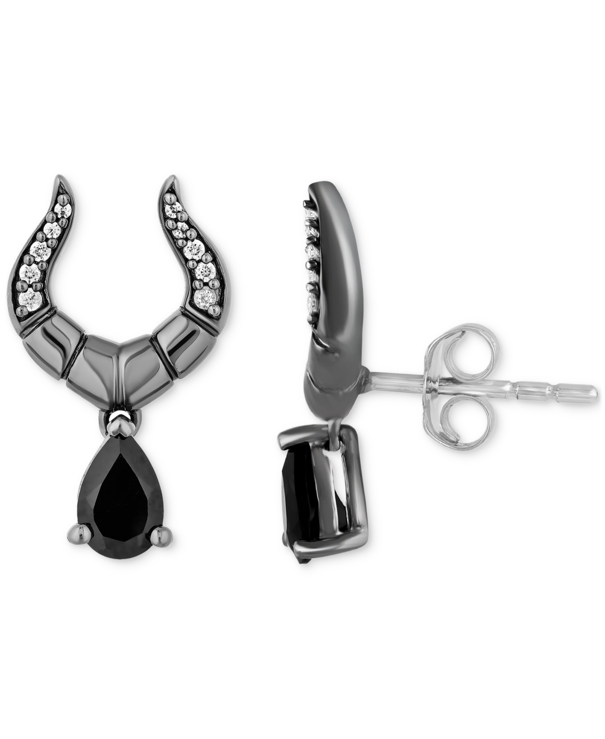 Onyx and Diamond (1/10 ct. t.w.) Maleficent Earrings in Black Rhodium-Plated Sterling Silver - Black Rhodium-Plated Sterling Si