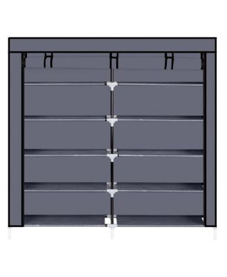 7-Tier Portable Shoe Rack with Fabric Cover for Organized Shoe Storage and Closet Organization