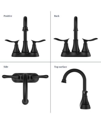 Bathroom Faucet with Pop-Up Drain & Supply Hoses, 2-Handle 360-Degree High Arc Swivel Spout, 6-Inch Centerset Vanity Sink Faucet