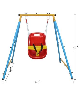 Baby Toddler Indoor/Outdoor Metal Swing Set with Safety Belt for Backyard