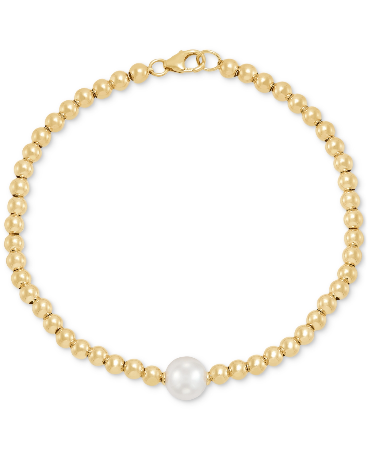 Macy's Cultured Freshwater Pearl (8-8.5mm) & Bead Bracelet In 14k Yellow Gold In Gold