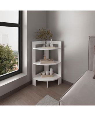 Akutan Side Table with 3 Shelves, 3 Legs, Black Wengue