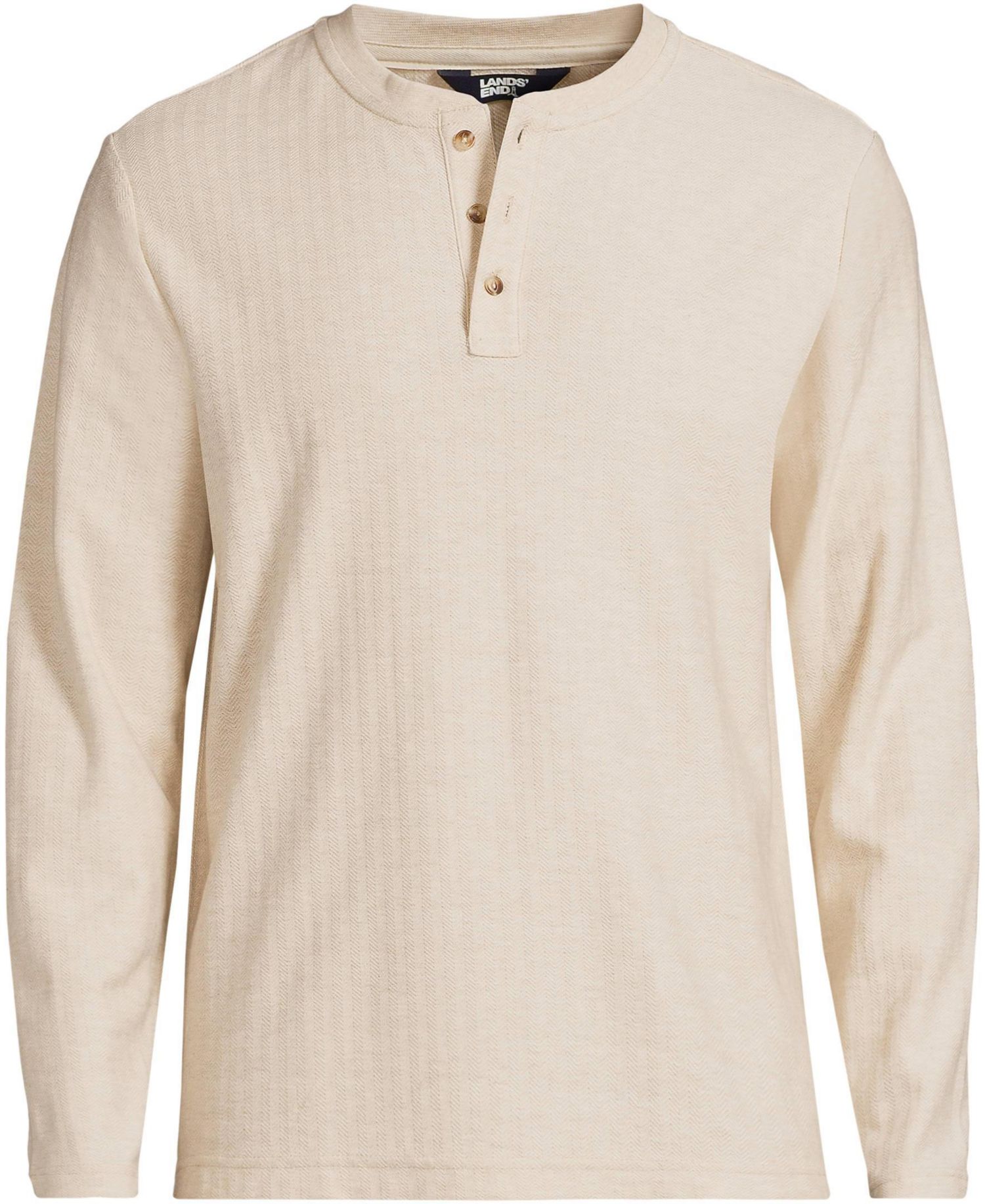 Men's Long Sleeve Textured Herringbone Henley