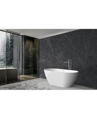 Luxurious 67-Inch Deep Soaking Acrylic Freestanding Bathtub with Sloped Lumbar Support, Glossy White Finish, Chrome Drain, cUPC Certified