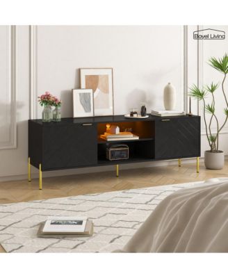 1 PC wooden Unique Herringbone Design Multifunctional TV Stand With LED Light