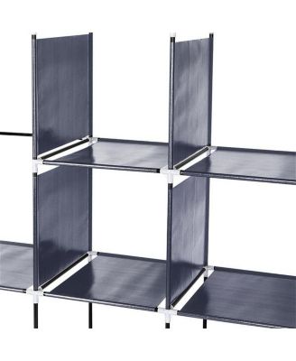 67&amp;quot; Portable Wardrobe Storage Rack with 12 Shelves and 4 Side Pockets for Organized Clothes Storage