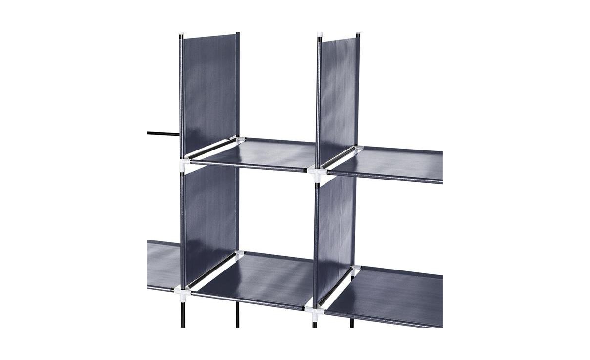 Slickblue Portable Wardrobe Storage Rack with 12 Shelves and 4 Side Pockets for Organized Clothes Storage