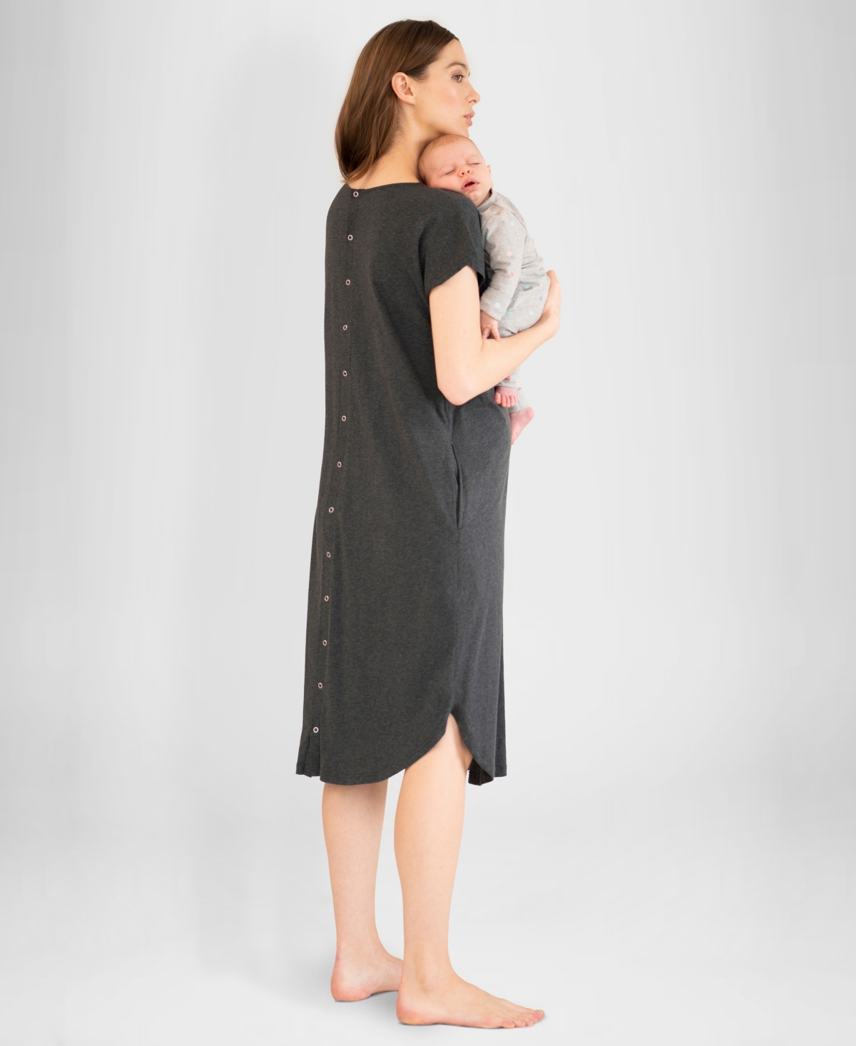 Shop Seraphine Women's Hospital Bag Midi Birthing Gown In Charcoal