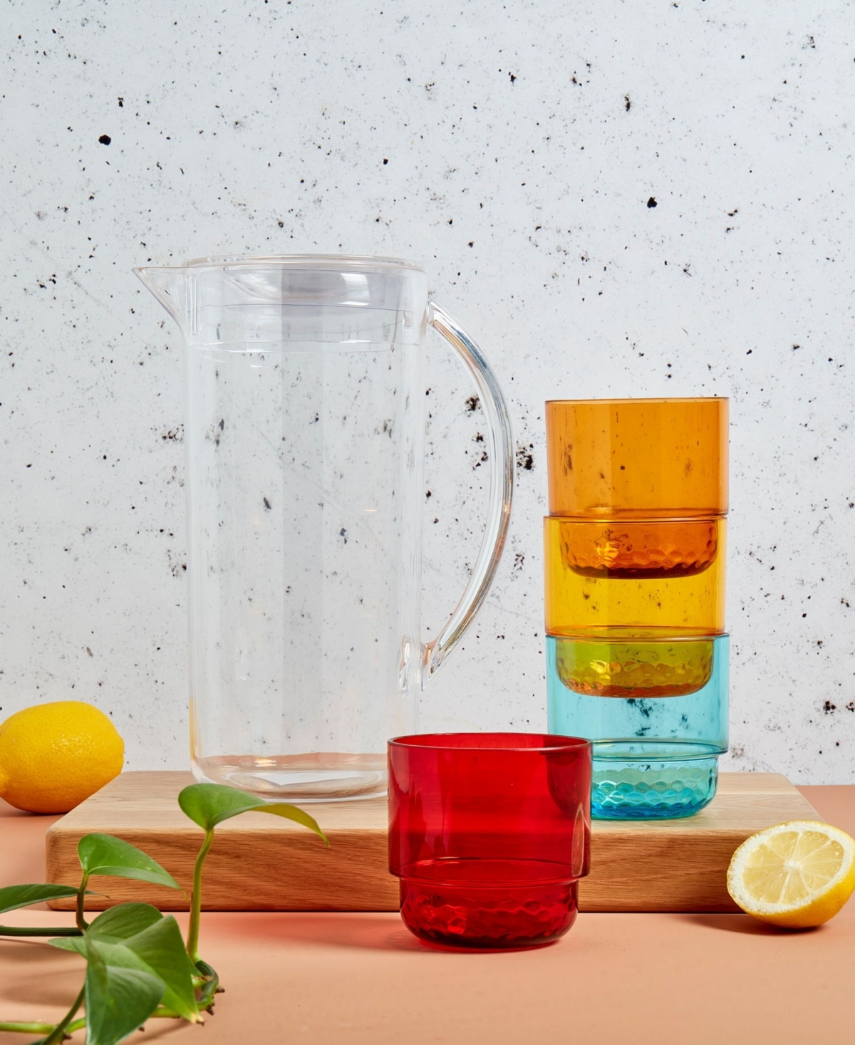 INFUSE 5 PIECE ACRYLIC PITCHER & GLASSES DRINKWARE SET 