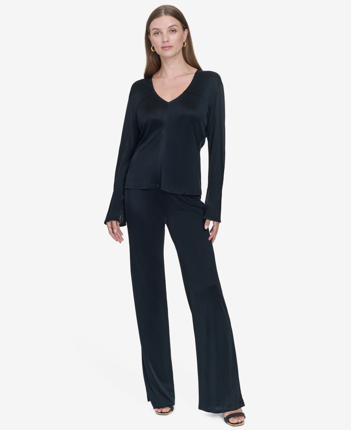 Halston Women's V-Neck Bell-Sleeve Blouse