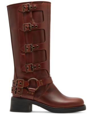 Women's Rocky Knee-High Buckled Moto Boots