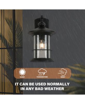 1 Waterproof Outdoor Wall Light, Clear Glass Sheet Outdoor Wall Light, Matte Black