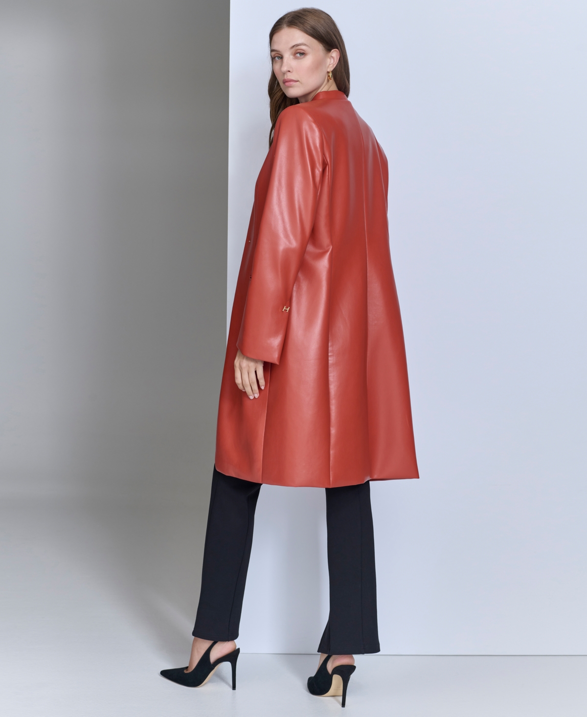 Halston Women's Faux-Leather Topper Jacket