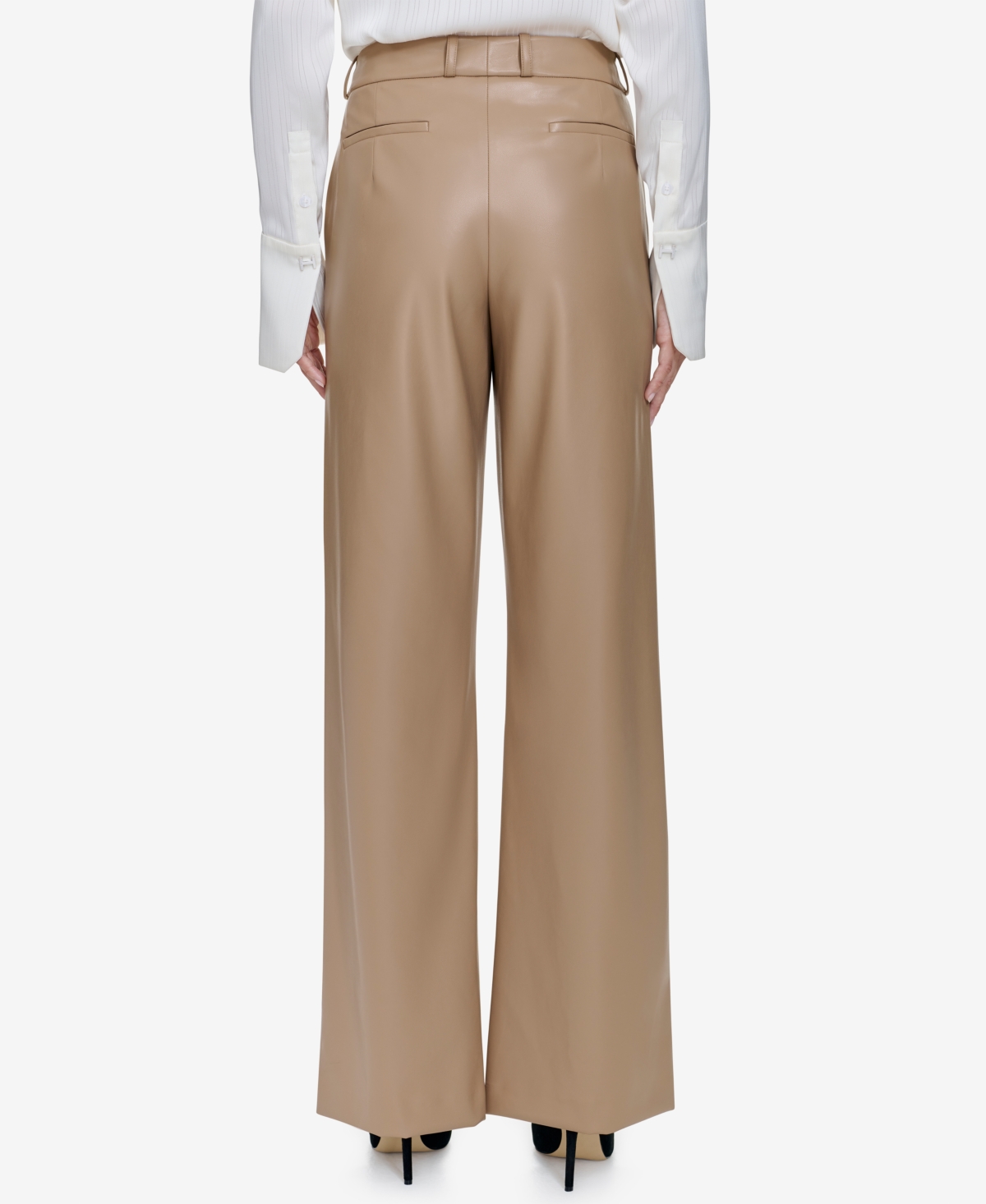 Halston Women's Faux-Leather Straight-Leg Pants