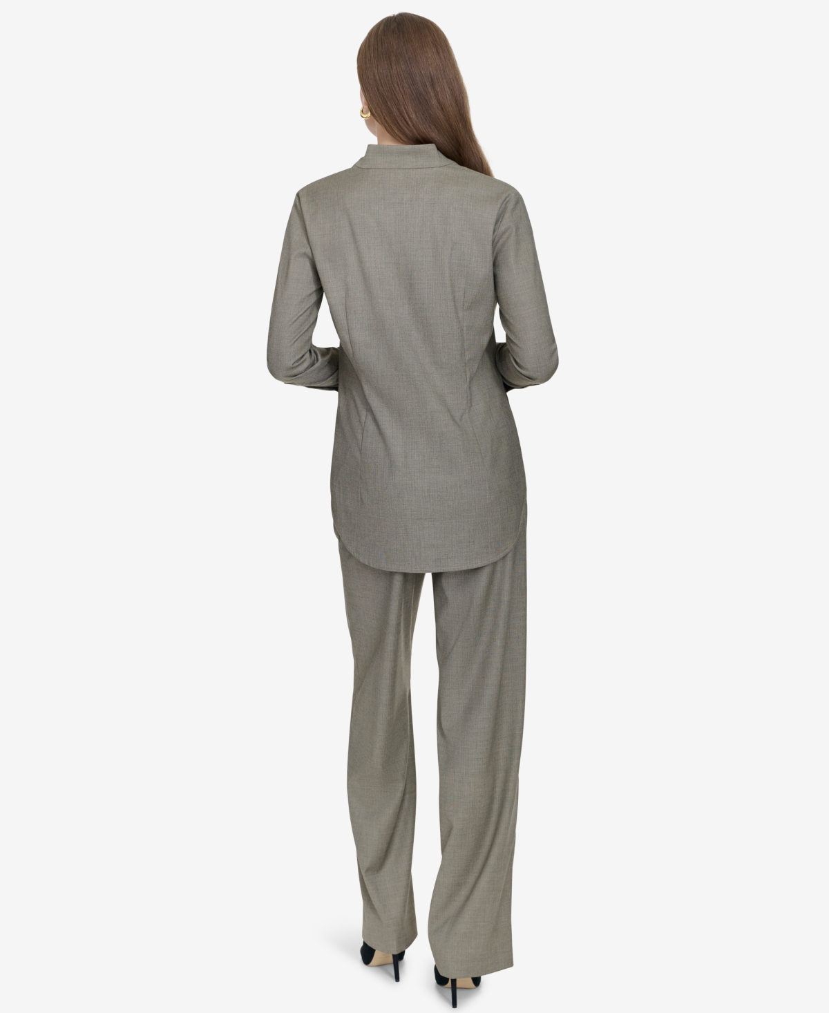 Halston Women's Mock-Neck Shirt -camel