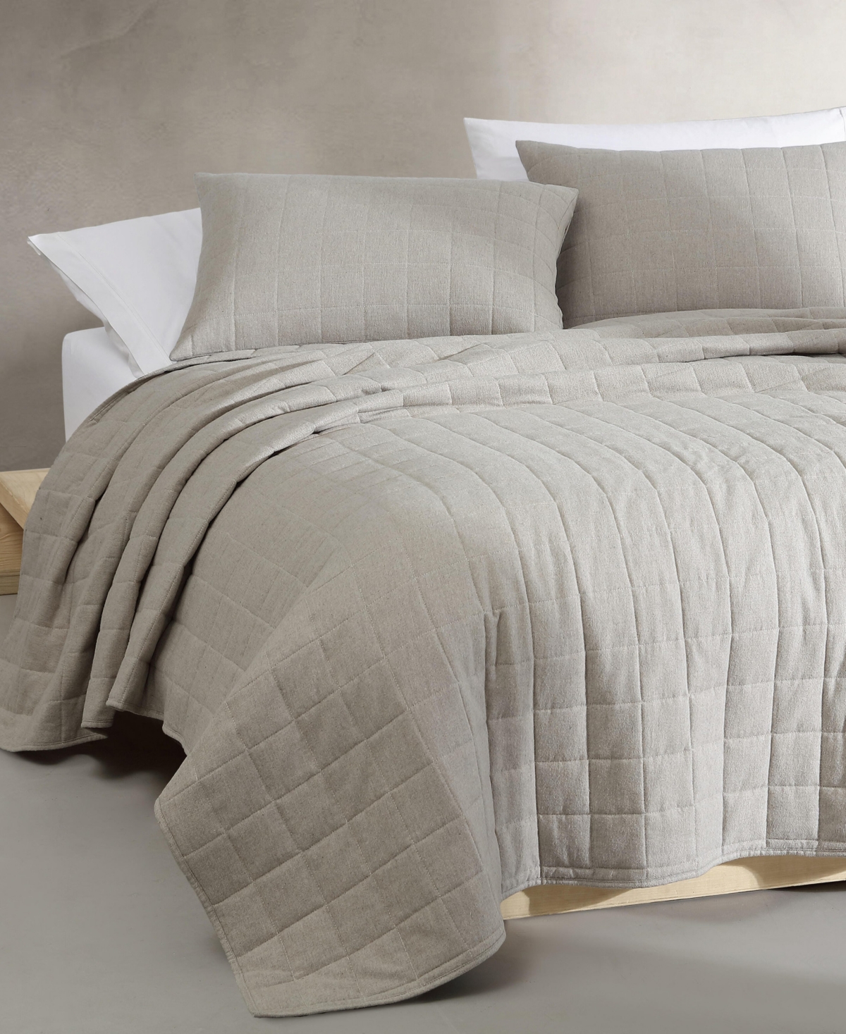 Calvin Klein Melange Flannel Quilt, Queen In Natural