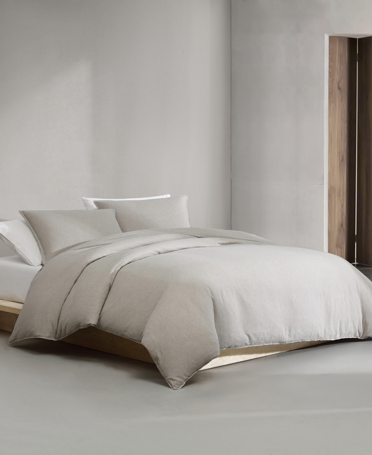 Calvin Klein Melange Flannel 3-pc. Duvet Cover Set, King In Natural