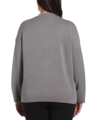 Plus Size Floral Jacquard Mock Neck Sweater